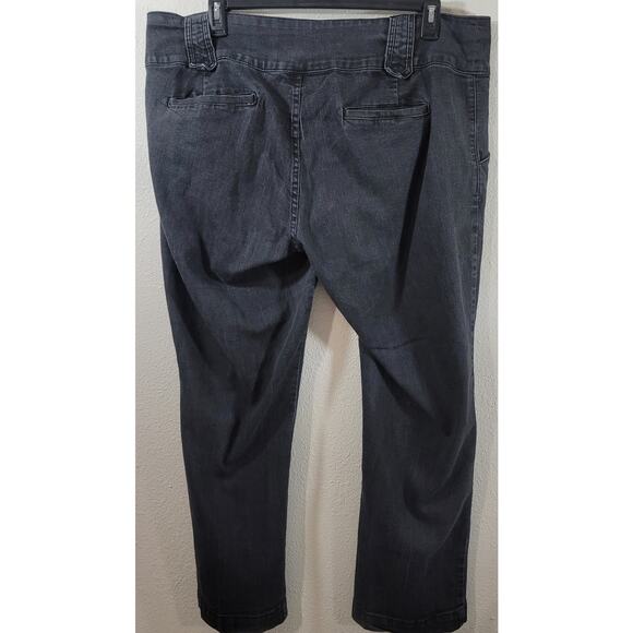 Ashley Stewart Black Flat Front Denim Jeans 20 Lightweight Soft Stretch Pockets - Picture 2 of 5